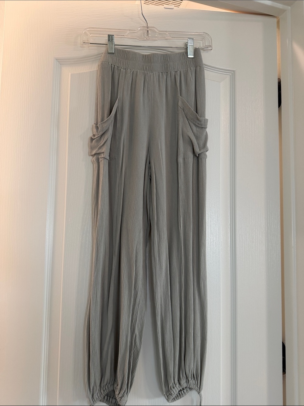 Final Touch Gray Elastic-Waist Harem Track Pants